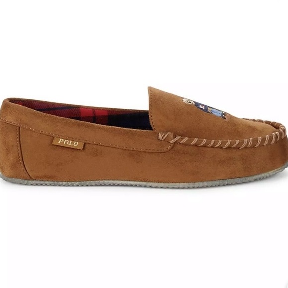 Ralph Lauren Men\'s Polo Bear Faux-Suede Slippers